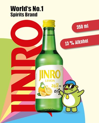JINRO Soju, Flavoured Jinro Lemon, Koreanisches alkoholisches Getränk mit Zitronengeschmack, 13% vol, 1 x 350ml