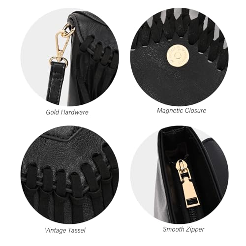 KouLi Buir Tassel Crossbody Purse for Women PU Leather Western Hobo Fringe Handbag Shoulder Bag3