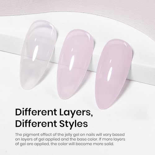 Image of Beetles Nude Gel Nail Polish - 15ml Nude Purple Jelly Gel Polish Neutral Nail Polish Nail Concealer Sheer Translucent Effect Soak Off UV French Nail Art Manicure Salon DIY Gifts for Women