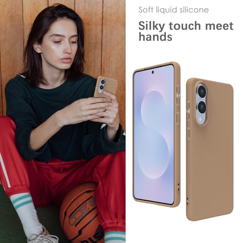 Image of YATWIN Silicone Case for Samsung Galaxy S25 FE 4G, Soft-Touch, Shockproof, DustProof, Antiskid Phone Cover for Samsung Galaxy S25 FE - Milk Tee
