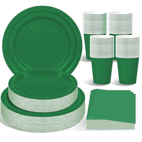 WYTAOHZL 200PCS Green Plates and Napkins Party Supplies