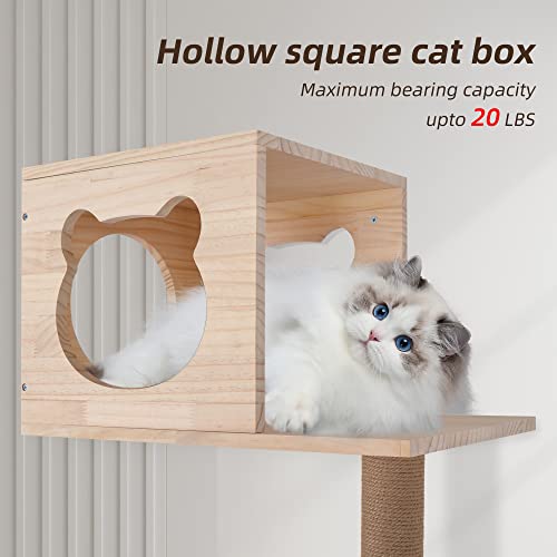 Cat Wall Furniture, Cat Wall Shelves, Cat Shelves And Perches Wall Mounted Indoor Cats Furniture Solid Wood Cat Wall House Set, 1 Cat Houses & 5 Cat Shelves & 1 Cat Hammocks & 6 Cat Scratching Post #TOP5