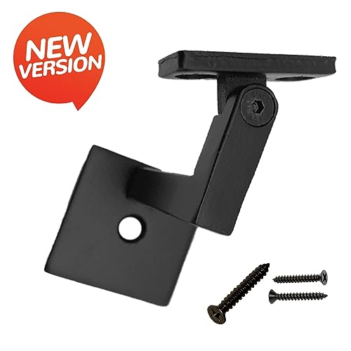 Contemporary Adjustable Handrail Bracket Support In Real Satin Black Not Matte - Stair Parts Railing #TOP2