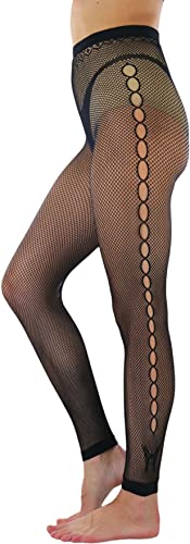 Image of ToBeInStyle Women's Single Floral Lace Fishnet Tights Footless & Stirrup Design