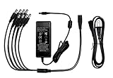 Analog CCTV Security Camera Power Adapter with 8-Way Splitter, 12V 5A Power Supply, UL Listed, Compatible with Hikvision, Dahua, Lorex, Samsung, Q-See, Night Owl, Swann and Annke Coax Camera Systems
