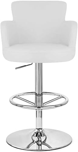 Vista 5 de ZURI Taburete de bar giratorio de altura ajustable Chateau con base cromada - Blanco