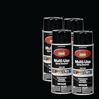 Color Care Spray Paint – 4 pack of 12 oz. cans, Oil Enamel, Rust Resistant, Quick Drying, No Drip Formula for Wood, Metal, Plastic, Masonry, Indoor & Outdoor Use (Gloss Black)