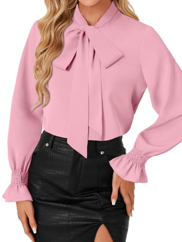 Image of LYANER Women's Bow Tie Neck Business Work Blouse