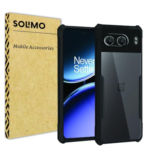 Image of Amazon Brand - Solimo Shockproof Crystal Clear Back Cover Case for OnePlus Nord 4 5G | 360 Degree Protection | Transparent Back Cover Case for OnePlus Nord 4 5G (PC & TPU, Black Bumper)