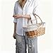 Peohud Wicker Picnic Basket, Woven Empty Easter Basket for Gifts, Picnic Hamper with Double Folding Handles, Willow Garden Harvest Basket with Linen for Candy, Egg Gathering, Toys, Wedding