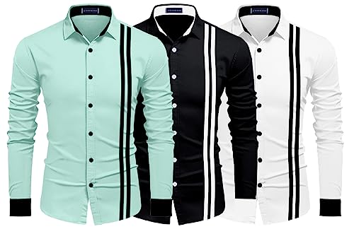 Image of Zombom Men's Striped Regular Fit Shirt
