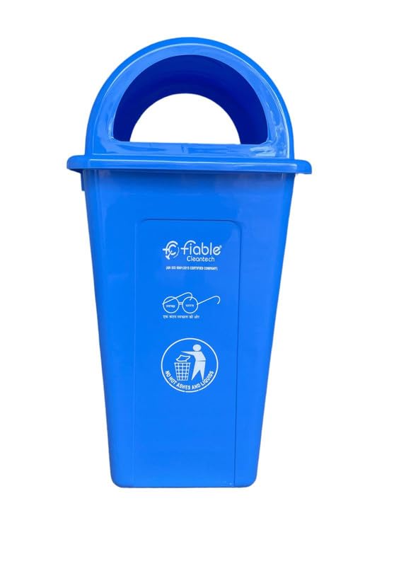 Image of 90L Blue Plastic Trash Can with Dome Lid | Large Outdoor Garbage Bin for Commercial Use