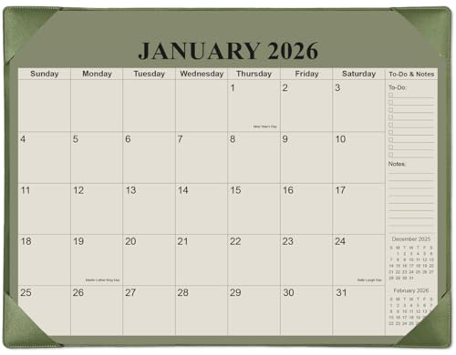 Desk Calendar 2026 with Desktop Mat, 18 Month Small Desk Pad Calendar from January 2026 to June 2027, 11.5" x 14.5" Desk Pad Calendar 2026-2027 for Home, School Office, Green