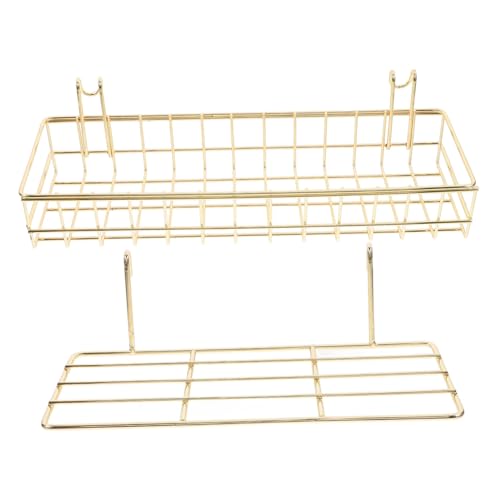 MAGICLULU Estantería De Pared De Rejilla Dorada Pequeña Ganchos, Cesta Colgante Metálica Para Accesorios, Organizador Para Cocina y Hogar, Pack De 2 Unidades Para Pared