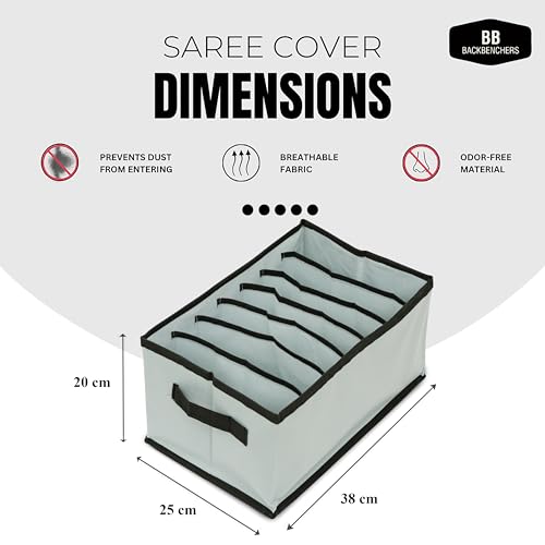 Image of Clothes Organizer for Wardrobe | 7-Grid Foldable Storage Box | Non-Woven Fabric Cupboard Organizer for Shirts, Pants, T-Shirts | 38x25x20 cm | Pack of 4