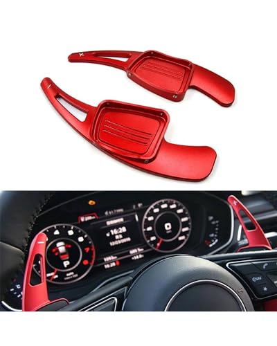 XJJJWL Palette de changement de vitesse pour Audi A3 A4L A5 A6L A7 A8 S5 S6 S7 S8 RS3 RS6 R8 Q3 Q5 Q7 TT TTS - Aluminium Rouge - Poignées de changement de vitesse pour voiture - Moderne
