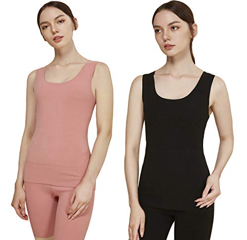 Cherish Thermounterwäsche für Damen, ärmellos, leicht, Tanktop, Unterhemd, 2 Stück Gr. 3-4Jahre, schwarz / pink Cover