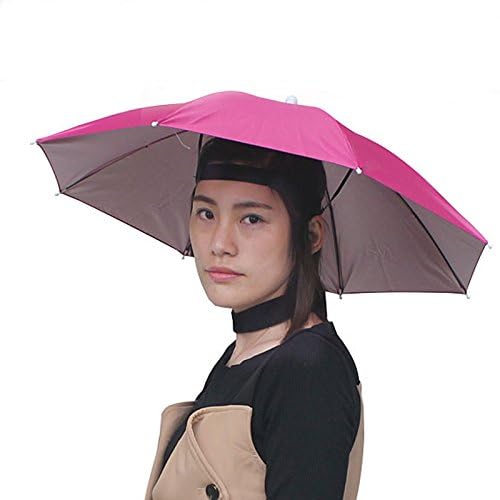 Image of UH26 Umbrella Hat, Colorful Folding Headwear 26 inch, Elastic Headband Sun Rain Umbrella Hat Cap for Party, Fishing and Gardening, Prefect for Kids