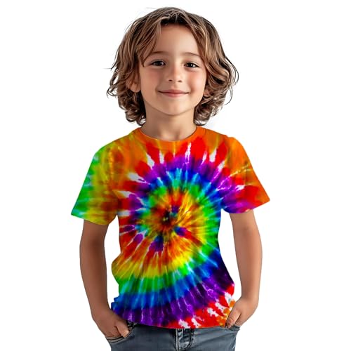 Image of Kids Tie Dye Shirt for Boys Girls Children Tie-Dye Hippes Tshirt Short Sleeve Tee Shirt for Todder