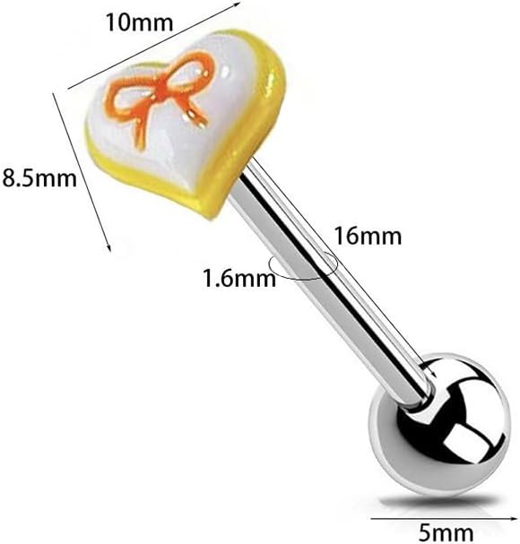 14G Acrylic Bowknot Heart Tongue Rings for Women 316L Surgical Steel Tongue Piercing Barbells Cute Body Piercing Jewelry - Image 6
