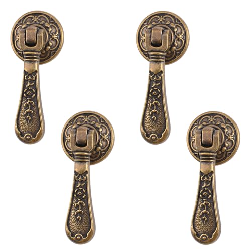 MOROBOR Tiradores colgantes antiguos, 4 pomos de aleación de zinc tallados, mango de un solo agujero con tornillos de montaje, tiradores decorativos vintage para gabinetes, cajones, armarios,