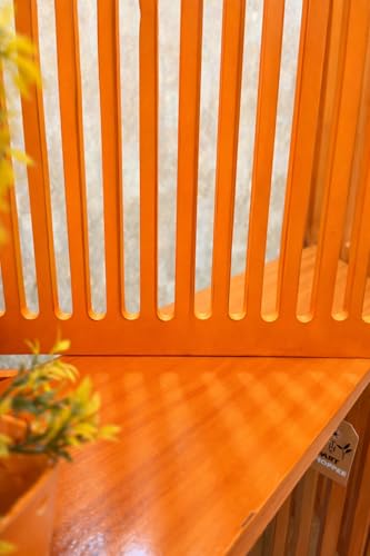 Image of Wooden Partition Divider for Living Room, Partition Wall, Privacy Divider, Freestanding Folding Panels for (6 Feet 5 Panel with 3 Shelve) (6 Feet 4 Panel Orange Shelves)