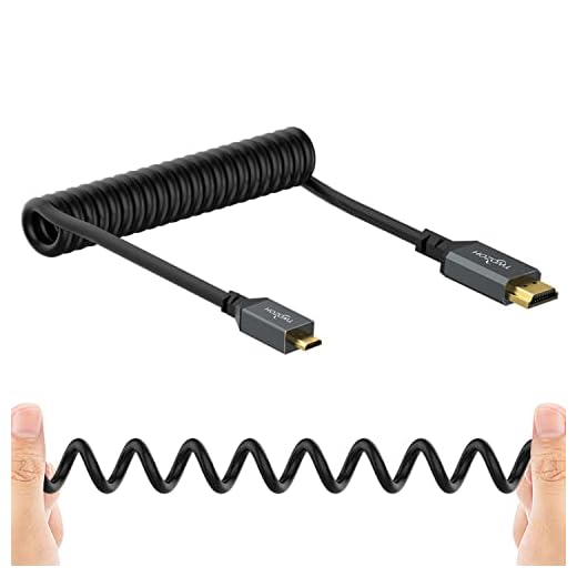 Twozoh Micro HDMI till HDMI spiralkabel, lindad mikro-HDMI till full HDMI-kabel stöder HDMI 2.0, 3D 4K UHD, 1080p (utökad upp till 1,5M)