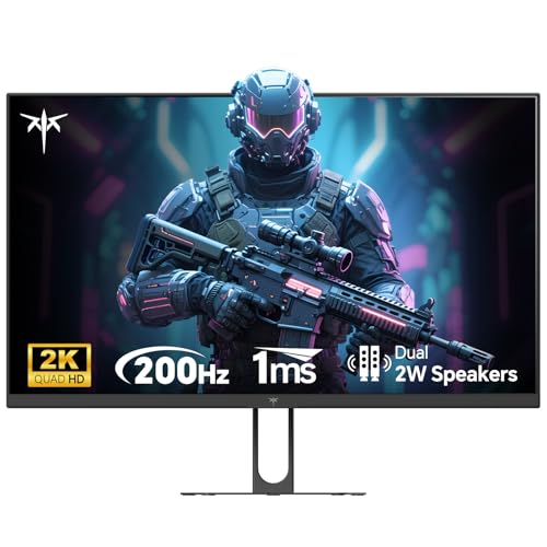 KTC 27 Inch Gaming Monitor - 2K QHD 2560 x 1440 Monitor, Up to 210Hz & 1ms, Bulit-in Speakers, Adaptive Sync, HDR400, 131% sRGB, IPS Monitors Gamer with HDMI 2.0 x 2 & DP1.4 x 2, H27T22C-3