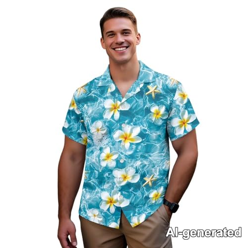 Image of Hawaii Matching Couple Outfits Husband and Wife Clothing Fashionable Mens Casual Shirts Hawaii Dress with Soft Fabric