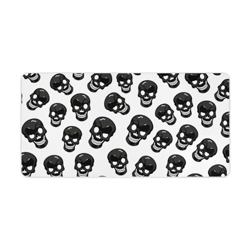 Tapis de souris 60x30 cm antidérapant avec motif tête de mort pour bureau
