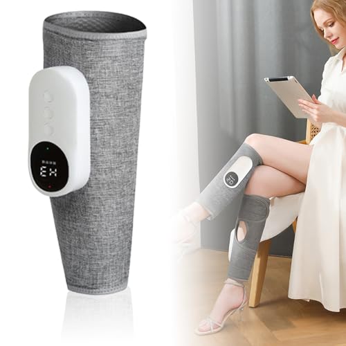 3-in-1 Wadenmassagegerät, Kabellos Beinmassagegerät mit Luftkompression 3 Modi und 3 Intensitäten, Heißdruckmassagegeräts für Müde und Angespannte Beine zur Muskelentspannung (1er, Grau)