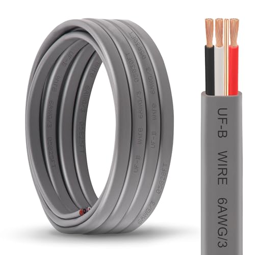 Image of 6 /3 UF-B Wire - 10FT 100% Pure Copper 6AWG 3 Connector Direct Burial Electrical Cable 6 Gauge for Underground Feeder Wet or Corrosive Locations Indoor & Outdoor etc