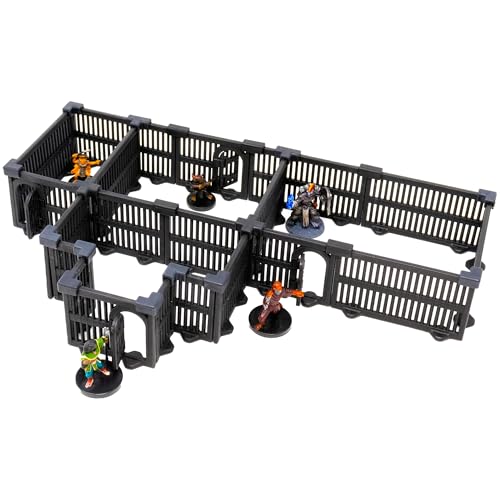 Jail Cells Kit - Mini Dungeon Castle Cavern DND Terrain for Tabletop RPGs, Dungeons & Dragons, Pathfinder, War Gaming, and More! by DCD (24+pcs, 0.6sqft, 4rooms)