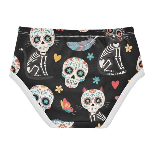 Toddlers Underwear Floral 2t Cotton Panties Little Girl Designer Briefs Kids Undies Colorful Skulls Cats Floral Black2