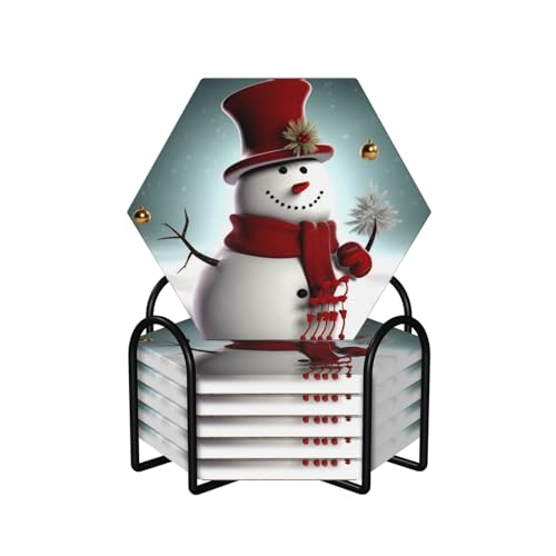 Dessous de verre céramique bonhomme de neige idée cadeau maison - 2