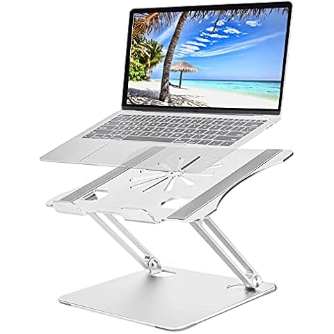 Laptop Stand, HengLiSam Ergonomic Adjustable Laptop Stand Riser Portable with Heat-Vent, Laptop Holder Compatible for MacBook Air Pro, Dell, HP, Lenovo More 10-17" Laptops (Silver) Cover