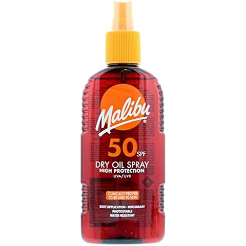 Malibu Hoher Schutz, wasserbeständig, nicht fettend, Sonnenspray, LSF 50, 200 ml Cover
