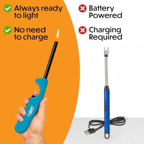 BIC Multi-purpose Classic Edition Lighters, Long Durable Metal Wand, Great For Grills, Fireplaces and Candles, Utility Lighter, Assorted Colors, 4-Count - 3