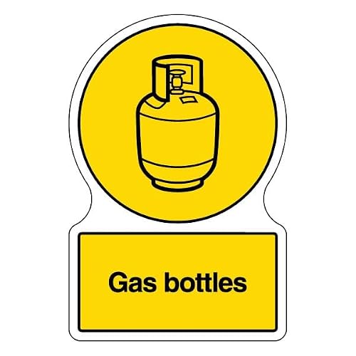 V Safety Shaped WRAP - Gas Bottles 300 x 400mm Safety Sign - 1mm Rigid Plastic