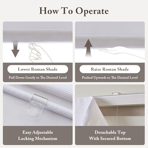 image for Madison Park Galen Matte White Cordless Roman Shades - Fabric Privacy 