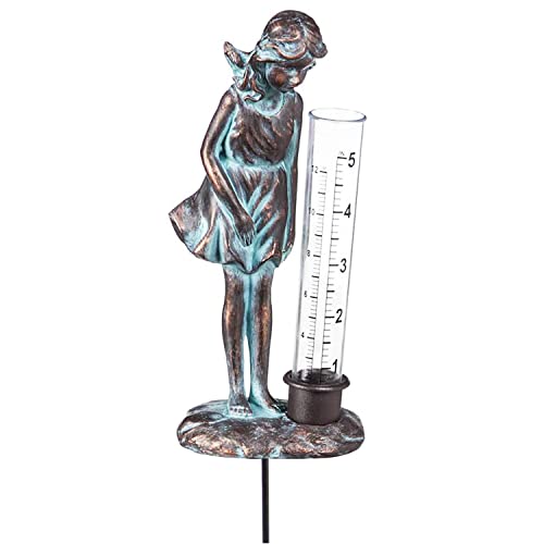 Topadorn Rain Gauge Garden Stake Outdoor Glass Cute Professional Raingauge for Lawn Yard Patio Lady Angel Decor 2oz, 3.5" W x 3" D x 11.5" H