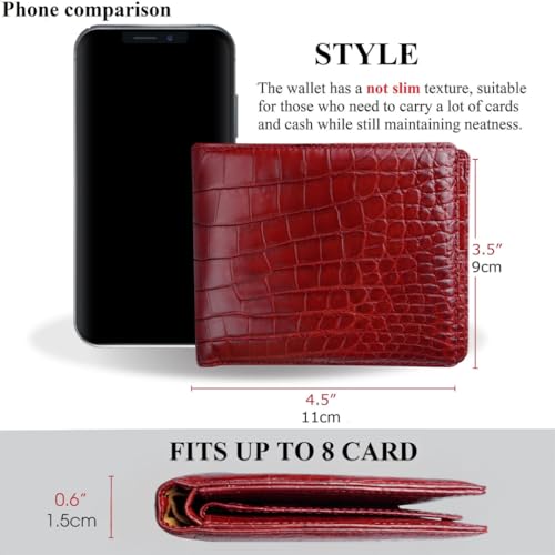 Image of HATA Men Leather Bifold Wallet RFID Blocking Front Pocket Exotic Billfold Handmade Gift For Birthday Wedding Anniversary Father's Day