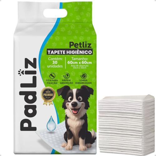 Tapete Higiênico para Cachorro Padliz 60cm x 60cm 30 Unidades San...