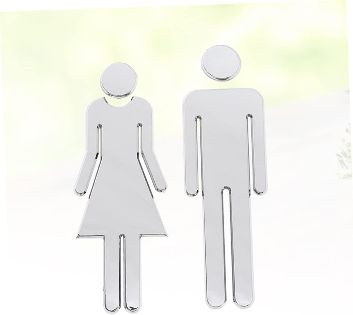 Housoutil 1pair Self-adhesive Mirror Toilet Sign for Men and Women Stylish Restroom Wall Decals for Home Bar School Office Decor Easy to Install Material