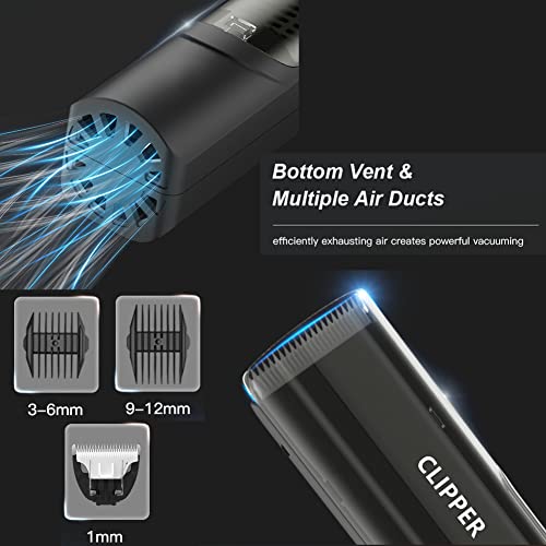 Bufccy Professional Vacuum Hair Clippers For Mens, Cordless Hair Clipper Beard Trimmer Kit With Vacuum Powerful Hair Suction, Waterproof, Rechargeble For Beards, Facial Hair, Stubble #TOP2
