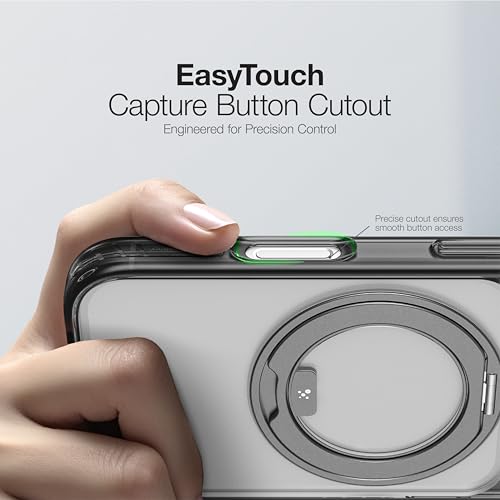 Coque iPhone 17 Pro MagSafe transparente grise avec support rotatif 360 - 7
