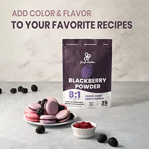 Jungle Powders Freeze Dried Raspberry And Blackberry Powder, 3.5Oz 100% Natural Non Gmo Vegan Friendly Nordic Blackberry Extract, Freeze Dried Antioxidant Purple Superfood Concentrate #TOP5