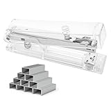 Office Desk Stapler with 1000 24/6 Staples, Transparent Clear Durable Acrylic Fashion Shape, for School Office Home - Silver Color