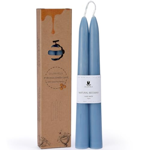 Olorvela Blue Beeswax Taper Candles,8