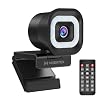 4K Webcam with 5-Level LED Light, 12MP Camera, USB Webcam with Dual Noise-canceling Microphones, PDAF Fast Auto Focus, Remote Control, 360 Rotation, Perfect for Live streaming, Online Meeting